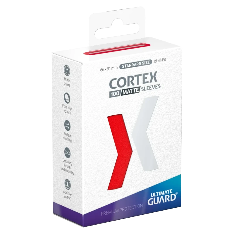 CORTEX SLEEVES MATTE TAILLE STANDARD - ROUGE (x100) - ULTIMATE GUARD