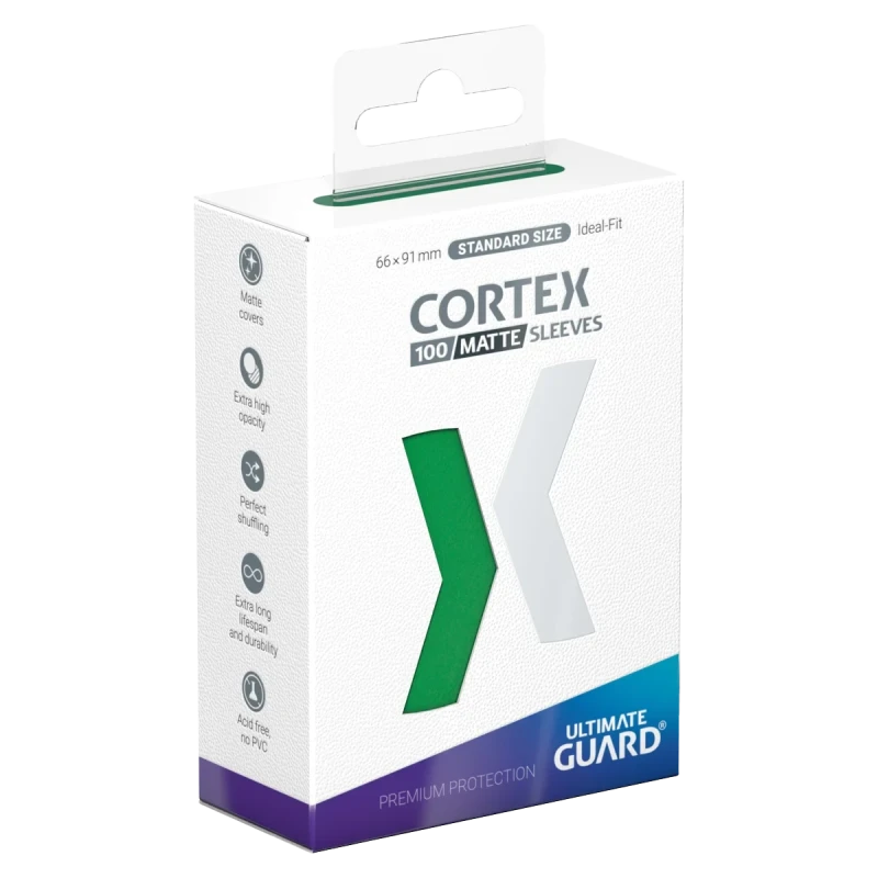 CORTEX SLEEVES MATTE TAILLE STANDARD - VERT (x100) - ULTIMATE GUARD