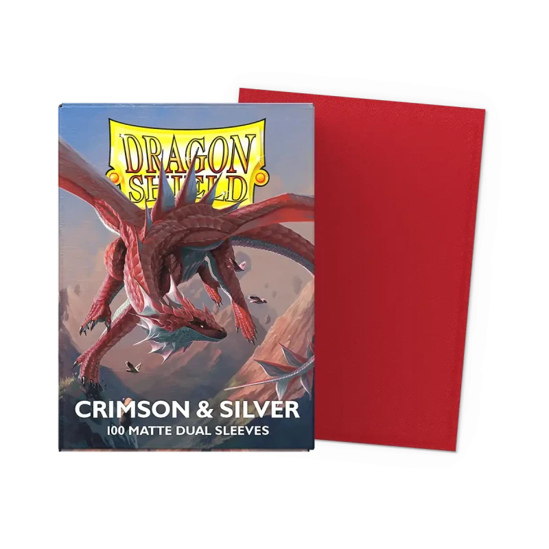 Dragon Shield - Sleeves - Dual Matte x100 Standard - Crimson & Silver