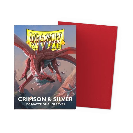 Dragon Shield - Sleeves - Dual Matte x100 Standard - Crimson & Silver